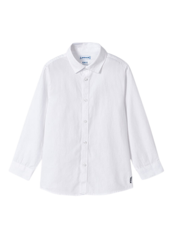 Camasa Eleganta din Bumbac pentru Baieti, Alba cu Maneca Lunga 146 Mayoral