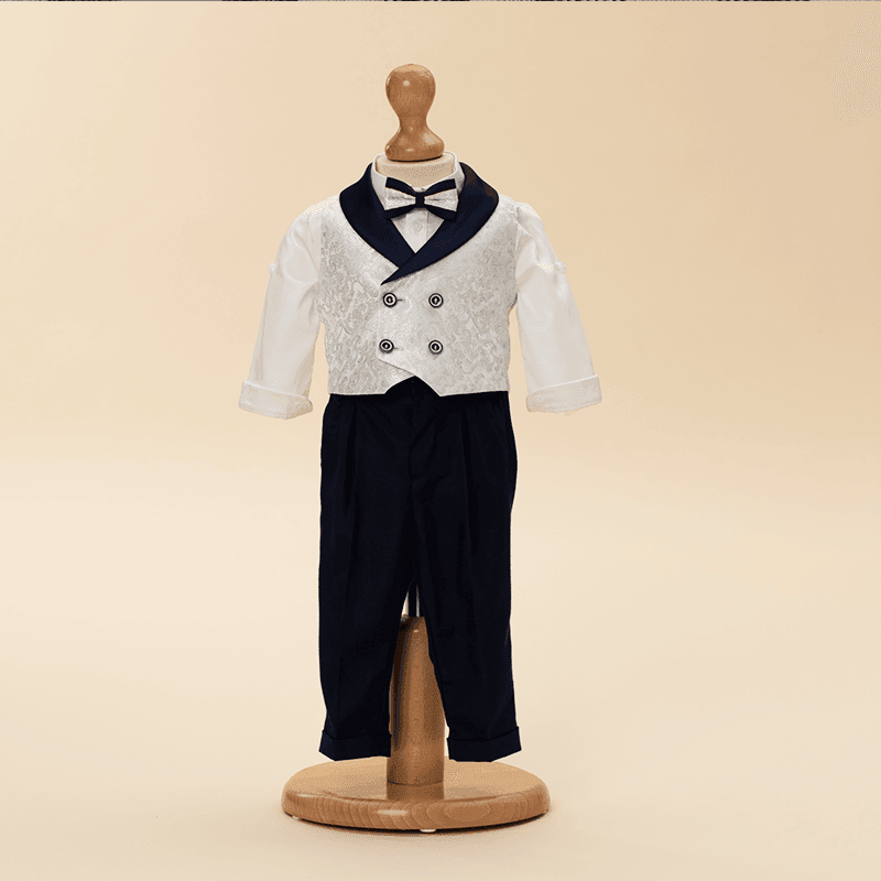 Costum Carol Bleumarin Cu Guler Sal Elegant Baieti AnneBebe - Camera Bebelusului