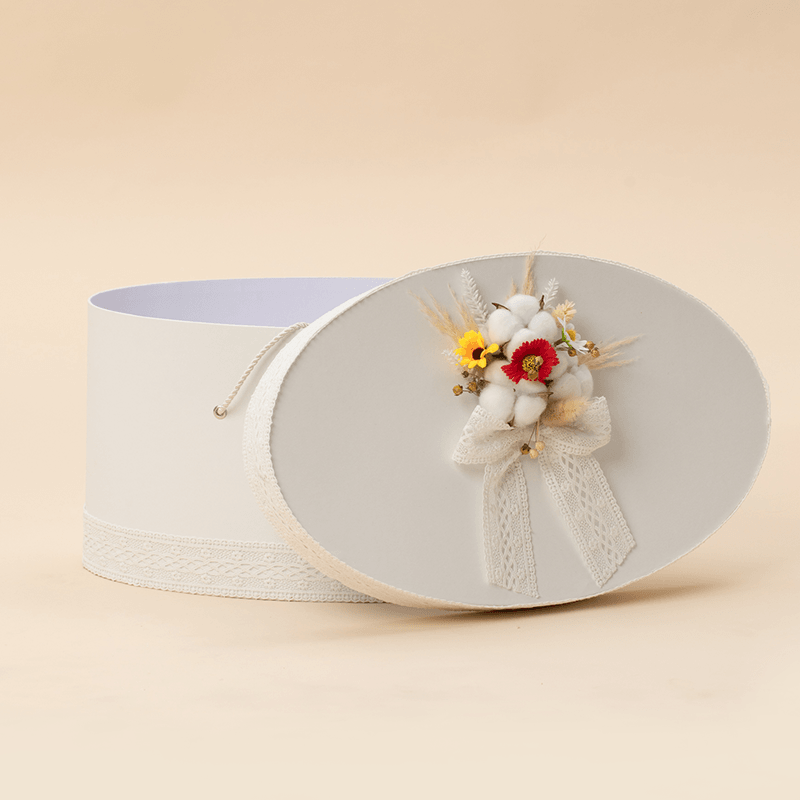 Cufar Antonela Crem Oval Dantela Bumbac Cu Flori Botez Fetite AnneBebe - Camera Bebelusului
