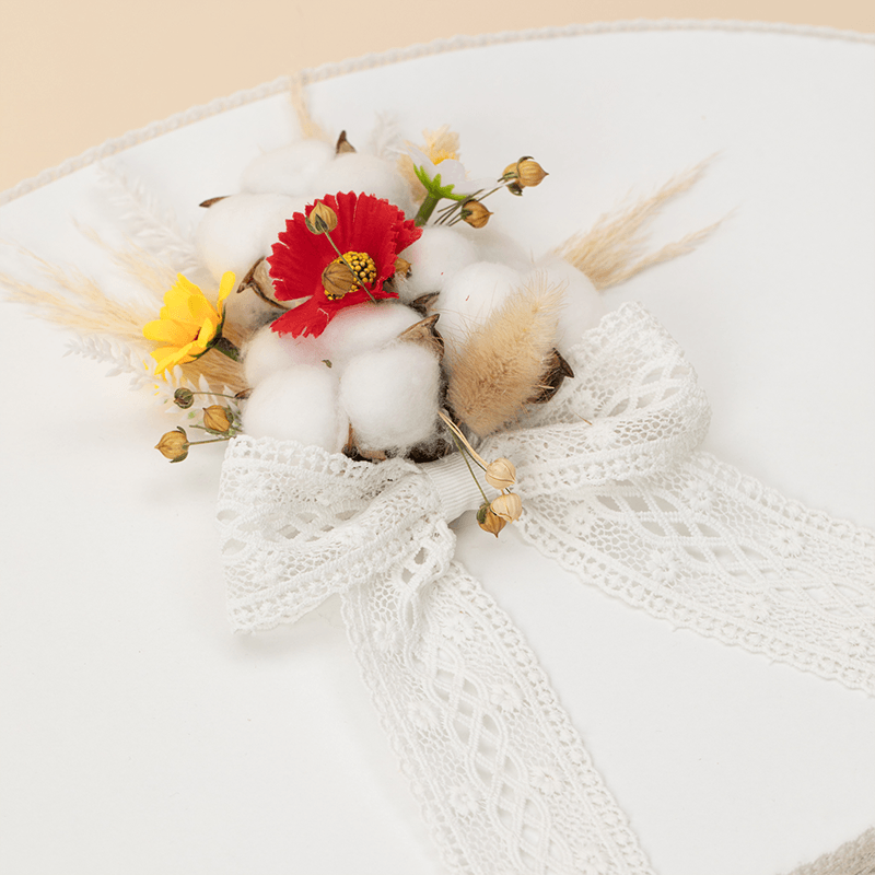 Cufar Antonela Crem Oval Dantela Bumbac Cu Flori Botez Fetite AnneBebe - Camera Bebelusului