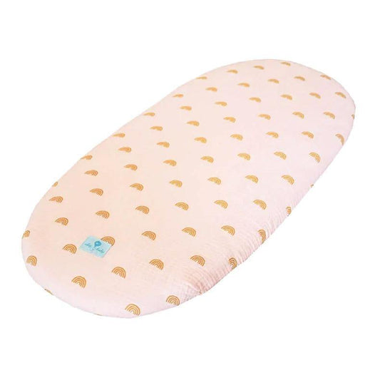 Husa muselina rainbow roz pentru salteluta cos