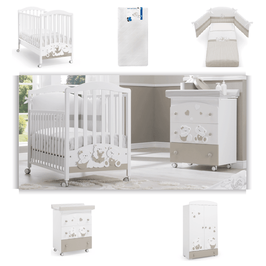 Pachet 5 piese Pat Saltea Set Textil Protectie Comoda Dulap Mirtillo cu ursuleti