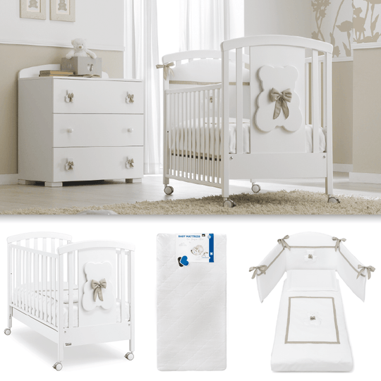 Pachet mobila 3 piese Patut + Saltea + Set Textil Protectie Dudu