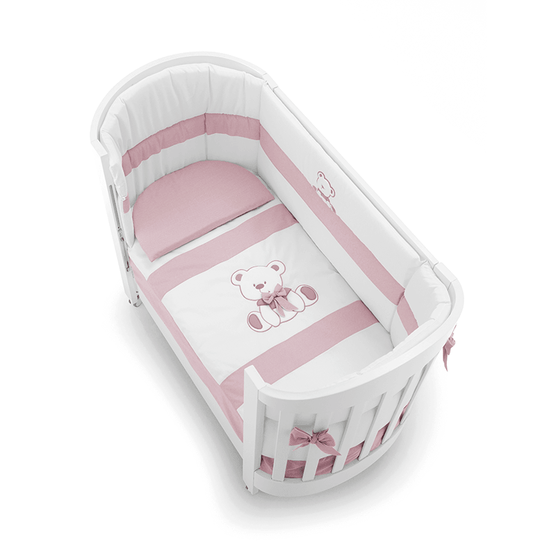 Pachet mobila 3 piese Patut + Saltea + Set Textil Protectie Tato Oval - Camera Bebelusului