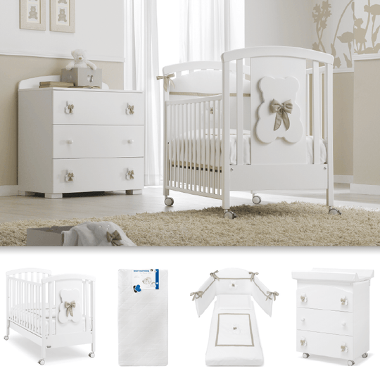 Pachet mobila 4 piese Patut + Saltea + Set Textil Protectie Dudu