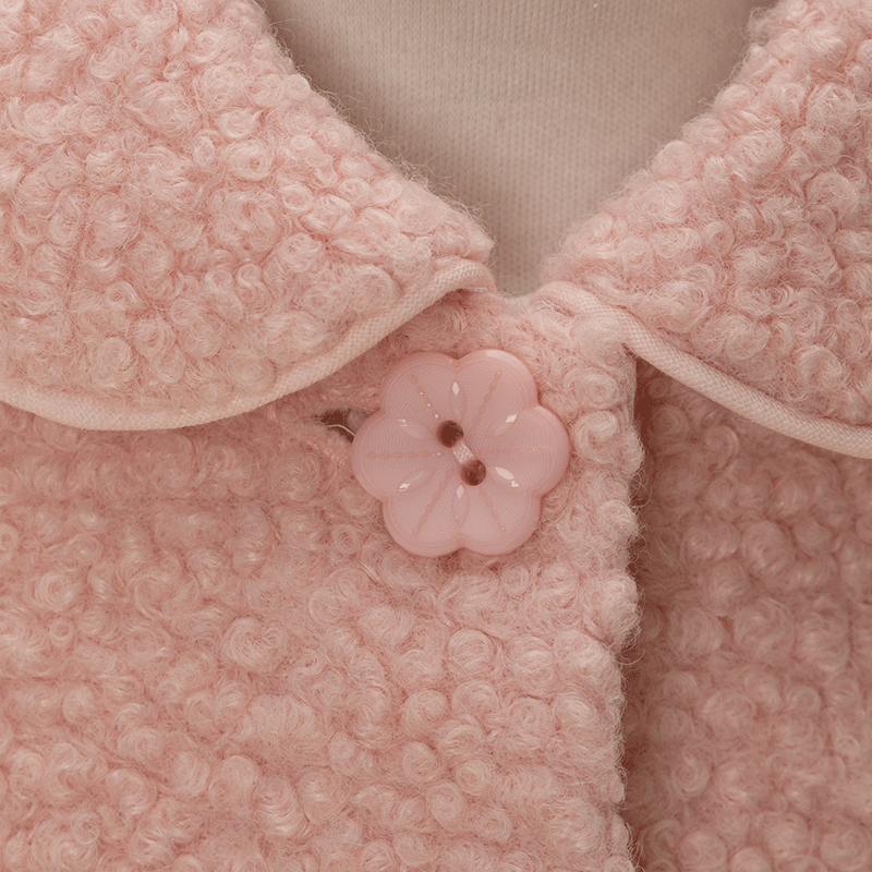 Palton Bucle Roz Cu Fundita Fetite AnneBebe - Camera Bebelusului