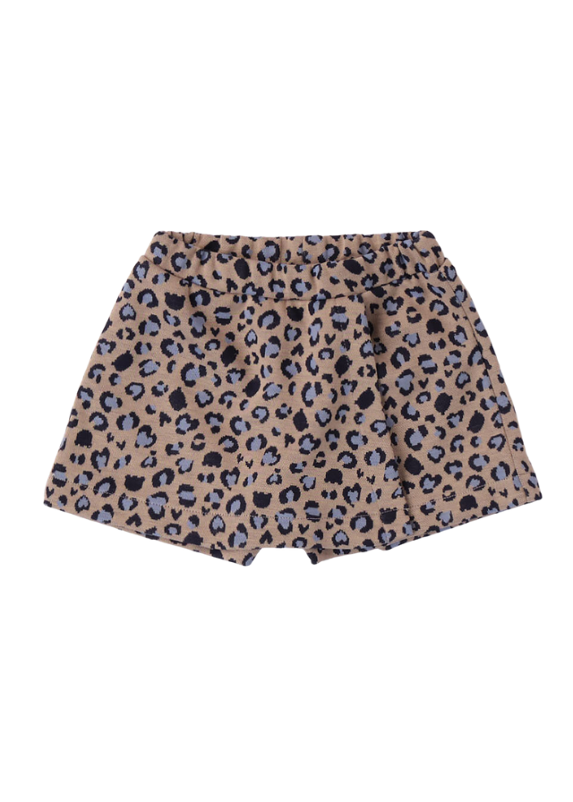 Pantaloni Scurti pentru Fetite, Bej cu Imprimeu Albastru Leopard 7735 Minibanda - Camera Bebelusului