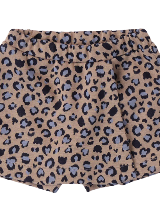 Pantaloni Scurti pentru Fetite, Bej cu Imprimeu Albastru Leopard 7735 Minibanda - Camera Bebelusului