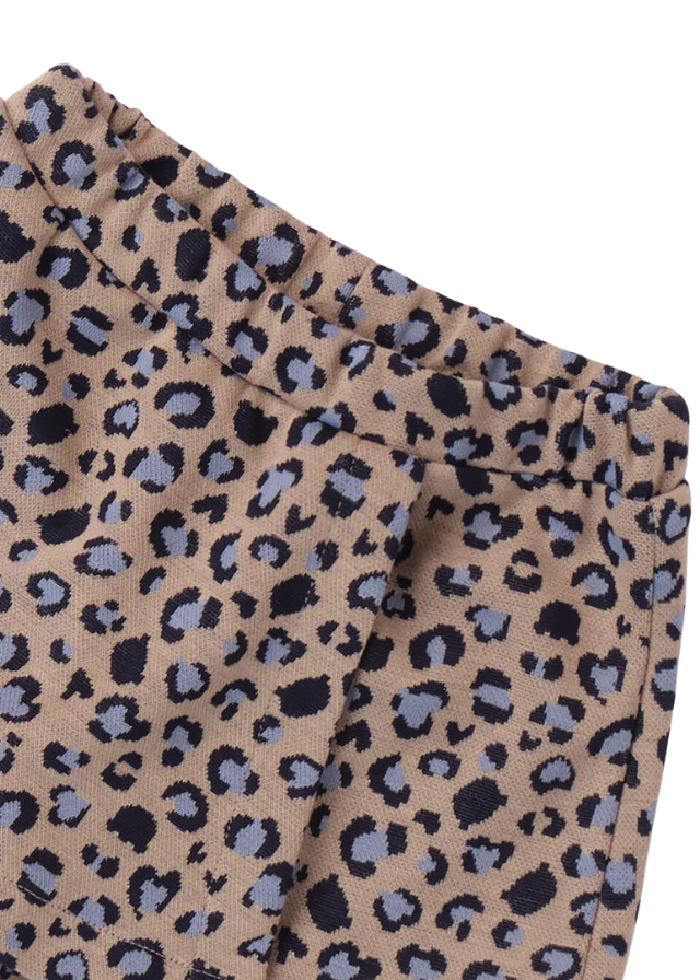 Pantaloni Scurti pentru Fetite, Bej cu Imprimeu Albastru Leopard 7735 Minibanda - Camera Bebelusului