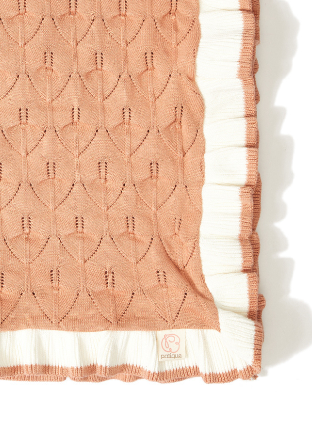 Patura Tricotata din Bumbac pentru Fetite, Caramiziu 21018 Patique - Camera Bebelusului