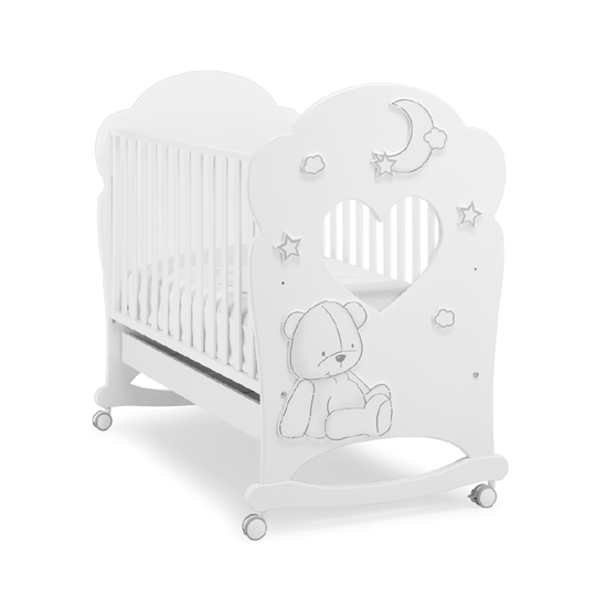 Patut Bebe Stella Erbesi Oblo Laterala decupata Inima & Ursuleti Italia Alb & Gri