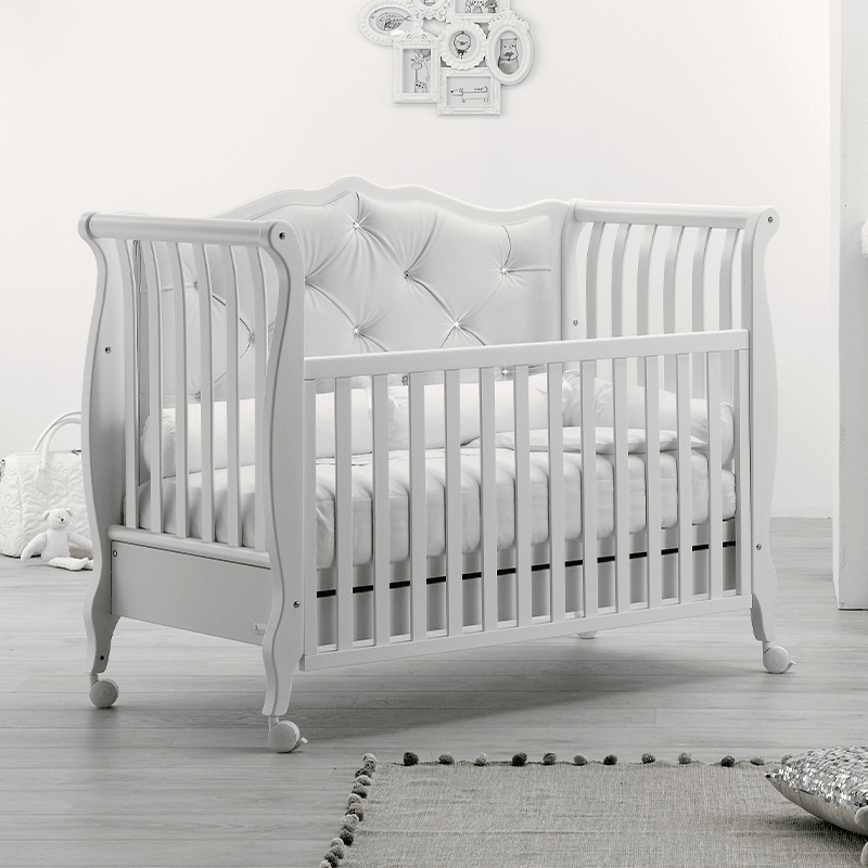 Patut bebe cu laterala culisanta - Chester Alb Azzurra, Design Italian Premium - Camera Bebelusului