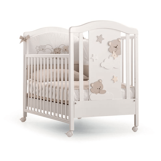 Дерев'яне дитяче ліжечко - Білий Марс з антирегургітаційним каркасом Azzurra Italia 