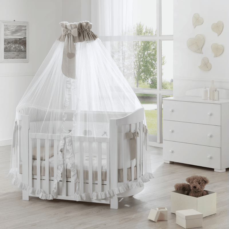 Patut bebelusi Oval Ariel alb cu saltea inclusa Design Italian Alb Lemn de Fag - Camera Bebelusului