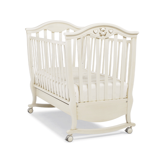 Patut Bebe Lemn Fag Brigette Ivory Erbesi cu sertar