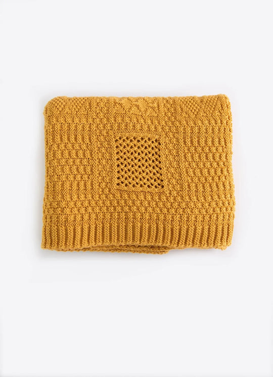 Pled Tricotat Portocaliu Melon Bumbac Organic 80 x 90cm S22599 KityKate