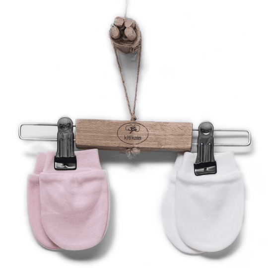 Set 2 manusi bebelusi Bumbac Organic Alb & Roz S76117