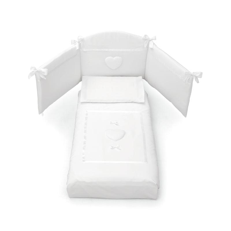 Set Protectie Bumbac Patut Bebe 4 Piese Colectia Dolce Decor Inimioare