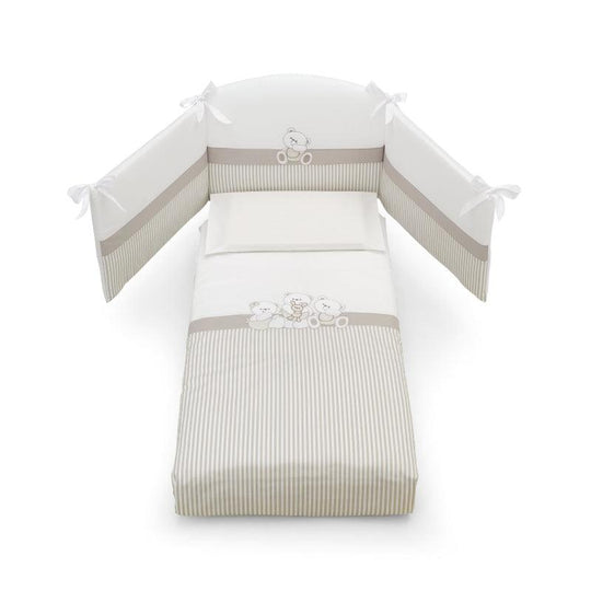 Baby Crib Cotton Protection Set 4 pieces Mirtillo Collection White &amp; Cream 