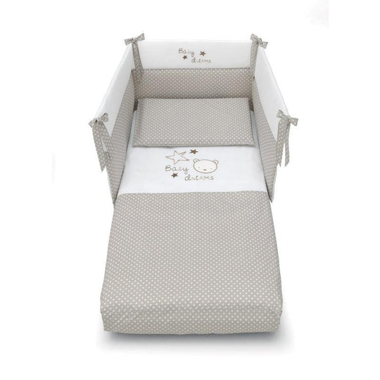 Set Protectie Patut 4 Piese Bumbac Colectia Baby Dream Azzurra