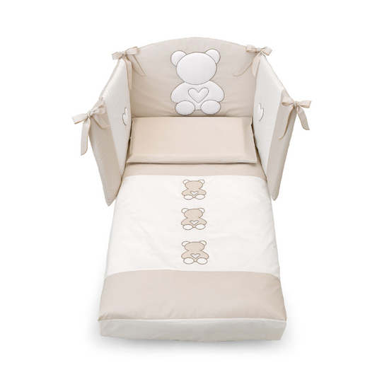 Set Protectie Patut 4 Piese Bumbac Colectia Funky Crem Azzurra