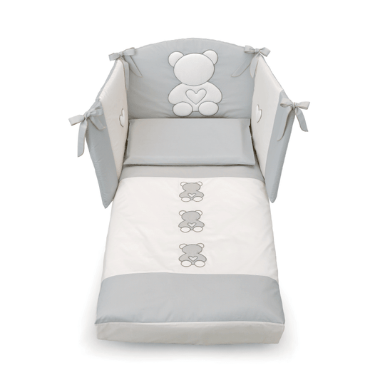 Set Protectie Patut 4 Piese Bumbac Colectia Funky Gri Azzurra