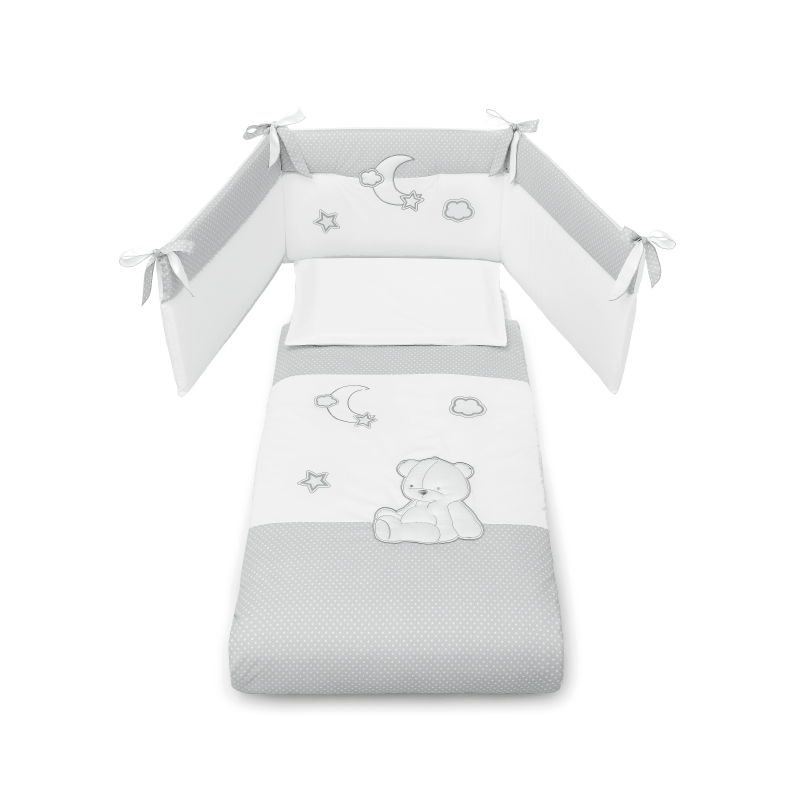Set Protectie Patut 4 Piese Bumbac Colectia Stella Gri Erbesi