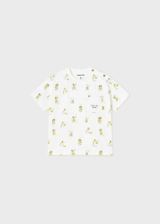 Tricou Alb Cu Imprimeu Catei Baietei 1016 Mayoral